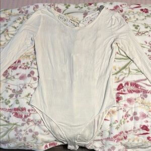 Elegant Cream Lace-Back Women's Bodysuit